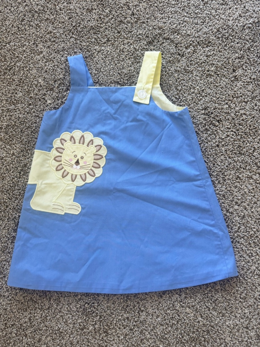 The Beaufort Bonnet Company Blue and Yellow Lion Appliqué Dress